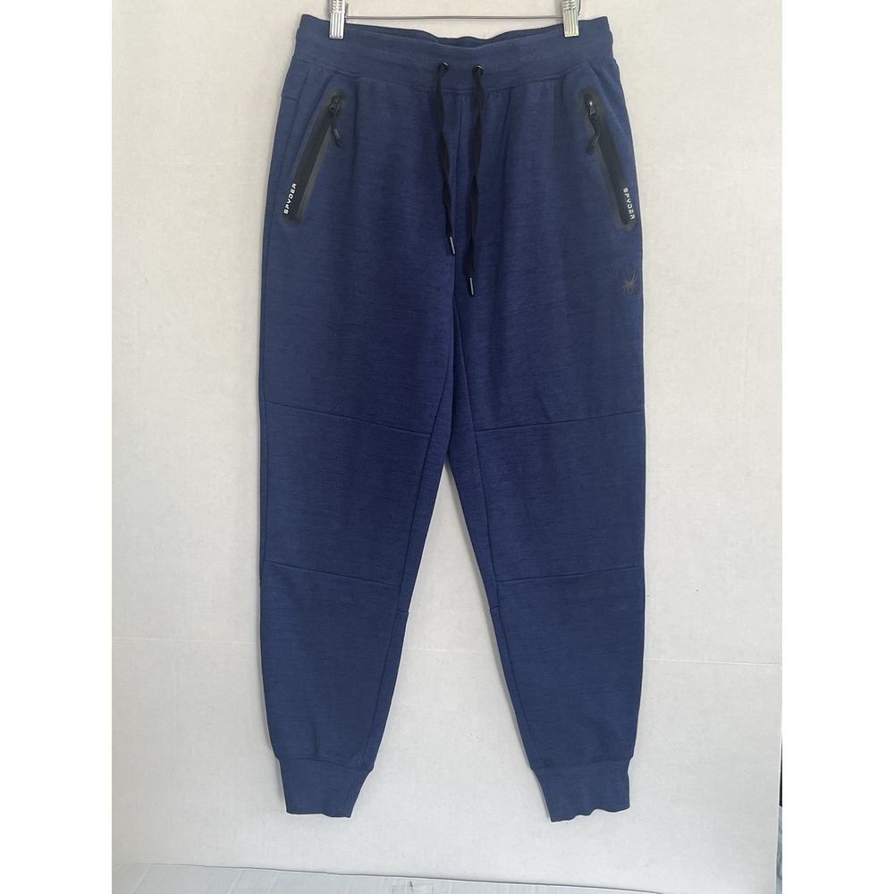 Spyder Active Pants Mens M Navy Blue Joggers Power3 Zipper Pocket Athletic